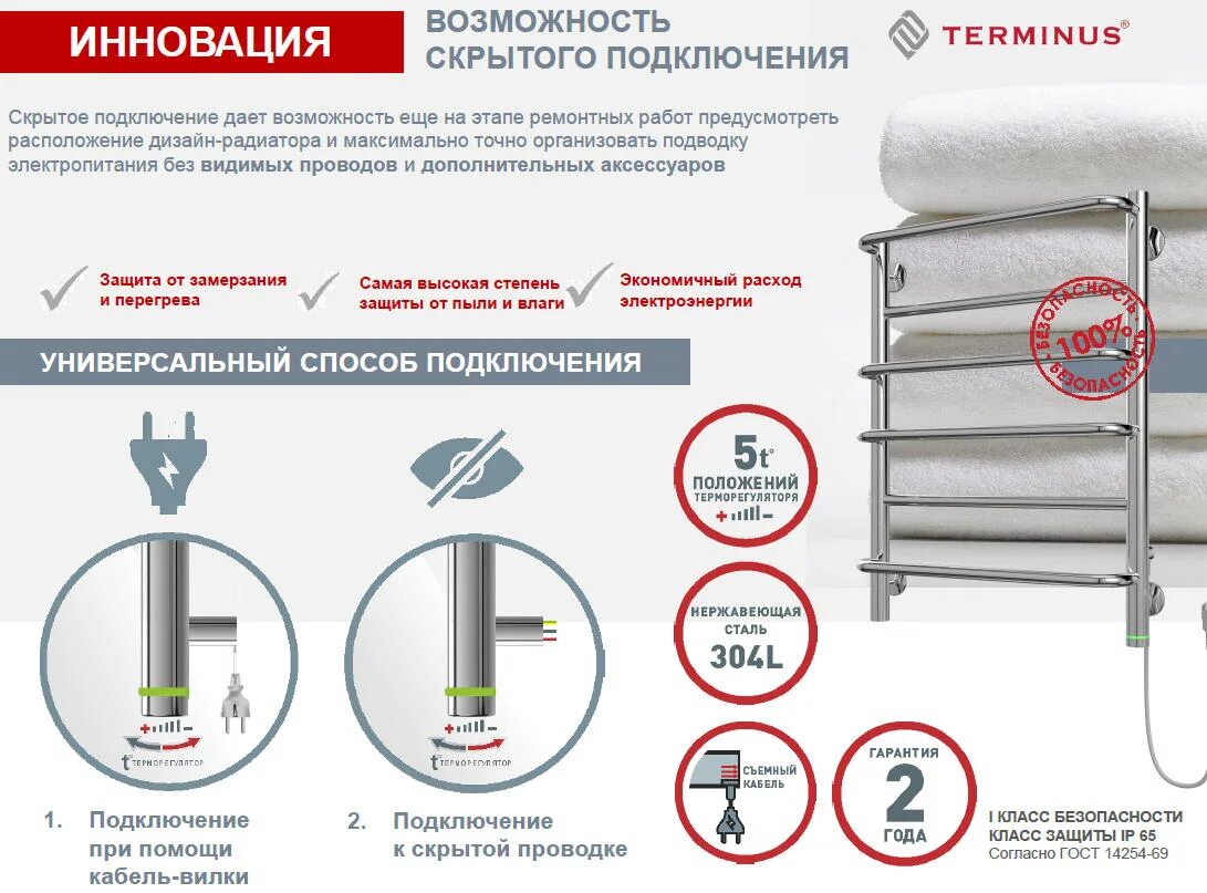 Полотенцесушитель электрический терминус схема подключения Полотенцесушитель электрический Terminus Сицилия, П12, ширина 50 см, высота 99,3