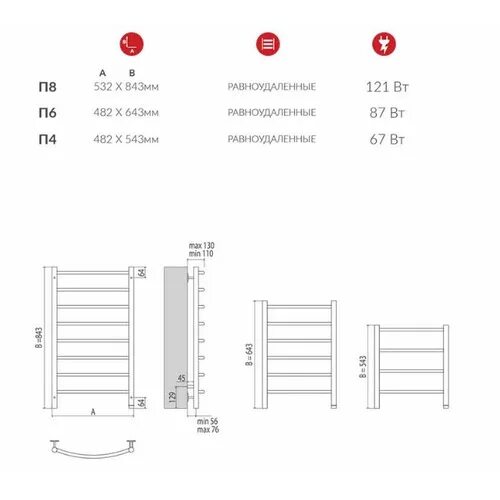 Полотенцесушитель электрический терминус схема подключения Полотенцесушитель Terminus Классик П8 450*800 электрический Terminus