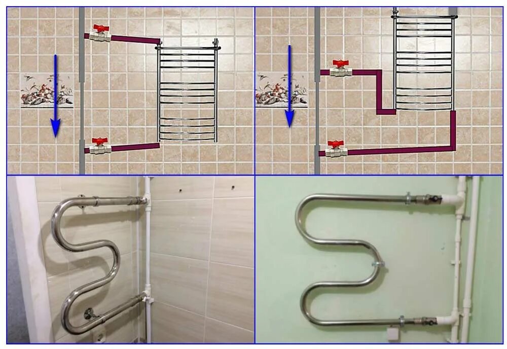 Полотенцесушитель подключение 1 1 4 Полотенцесушители в частном доме. варианты технических решений