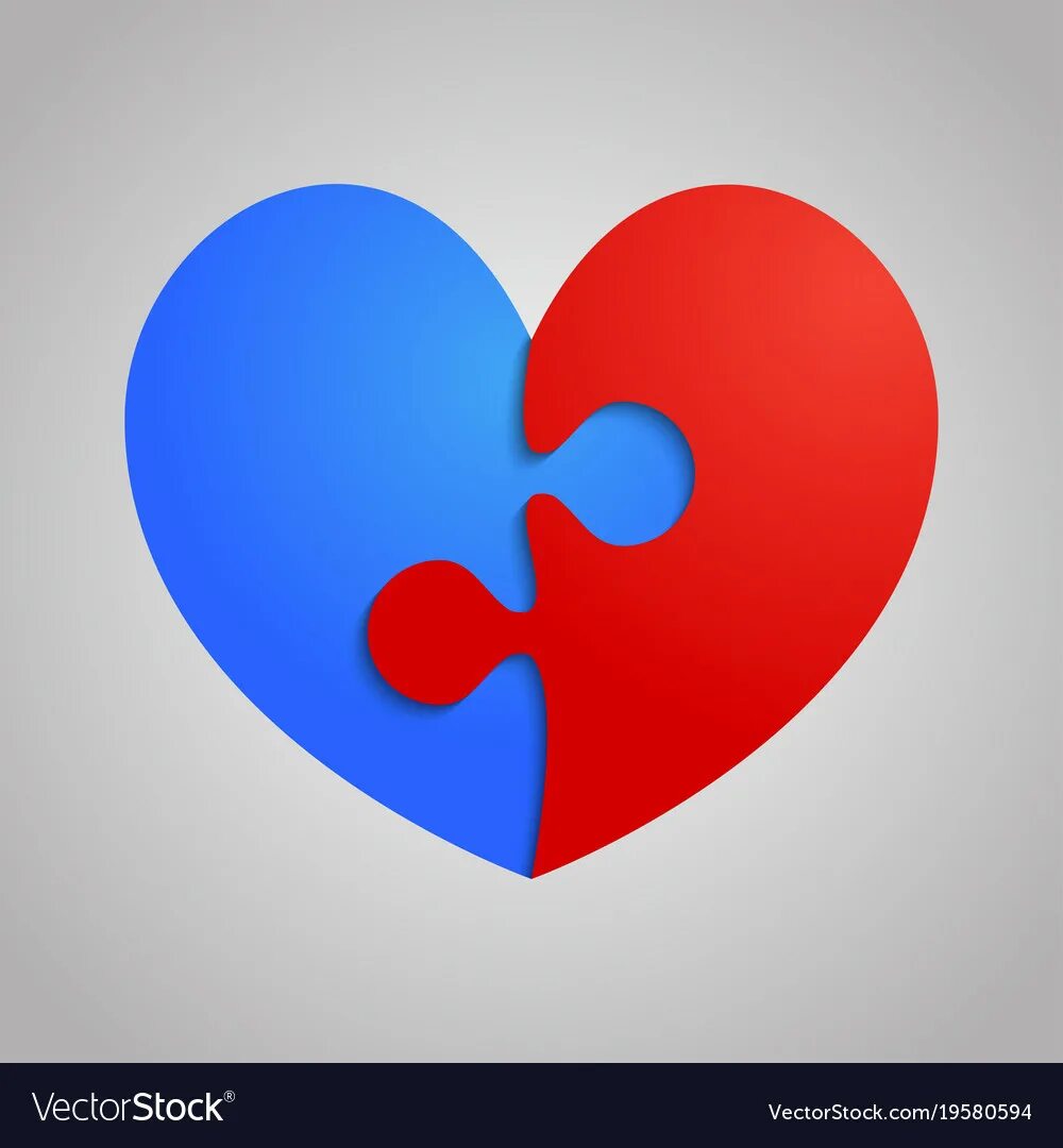 Половинка сердце фото 2 red blue piece puzzle heart valentines day love Vector Image