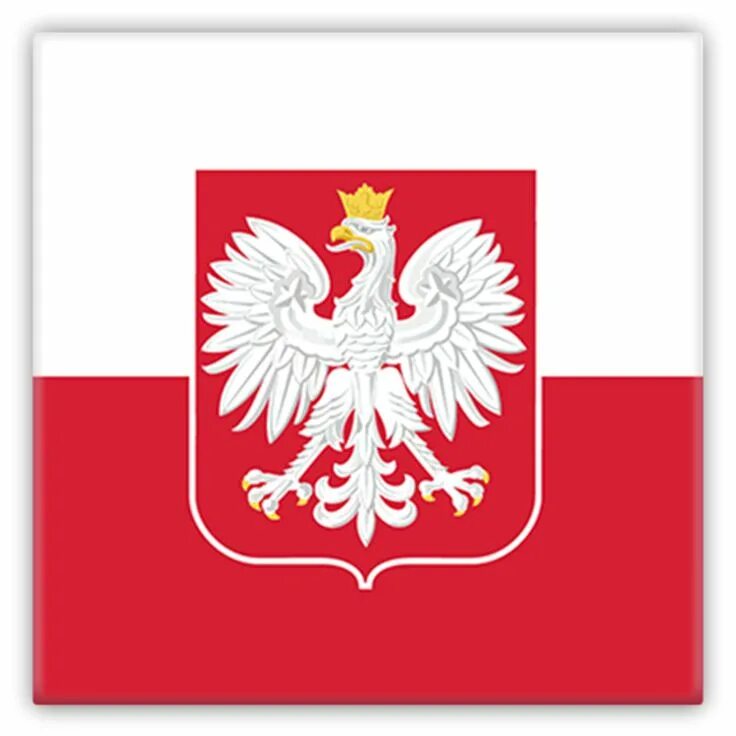 Польский герб фото Polish Flag Square Metal Fridge Magnet