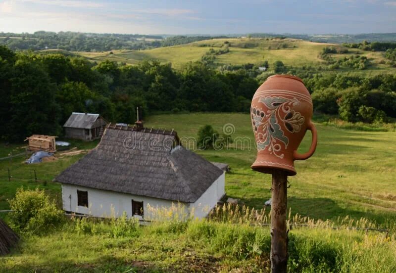 Полтавские села фото Summer Landscape with Unpaved Roads among High Green Hills Stock Photo - Image o