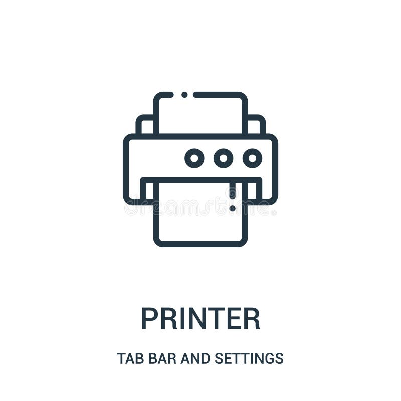 Получена оснастка Printer Icon Vector from Tab Bar and Settings Collection. Thin Line Printer Outl