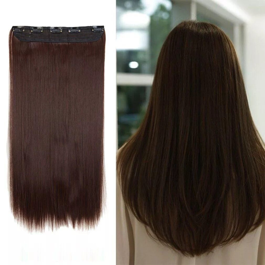 Полукруг на средние волосы фото SexyBaby 23 Inches Straight Half Full Head Synthetic Fiber Clip in Hair Extensio