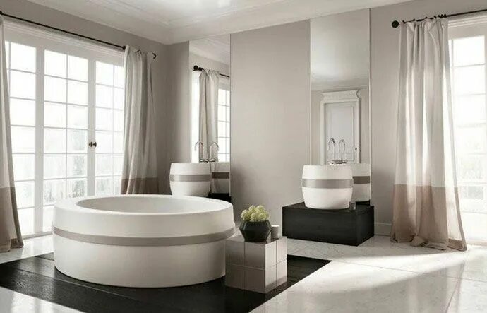 Полукруглая ванна в интерьере Kelly Hoppen: Neutral Tones, Clean Lines And Bespoke Pleasures Baignoire design,