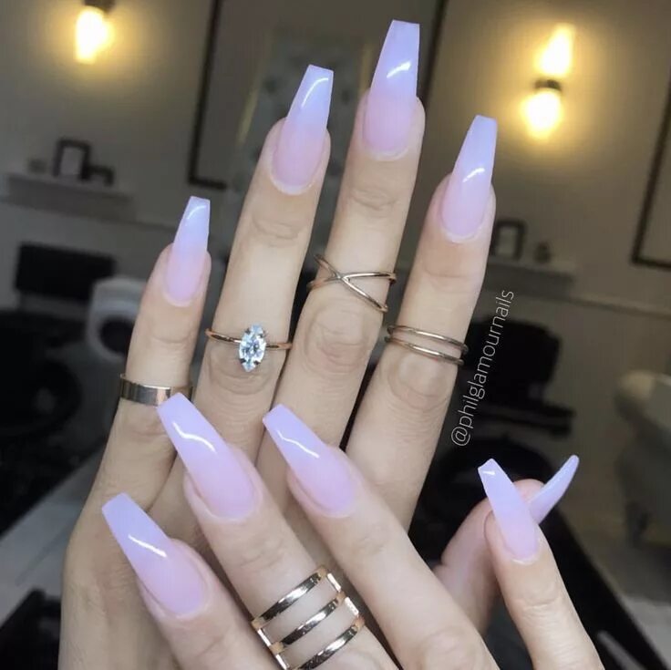 Полупрозрачный маникюр на длинные ногти квадратной формы Pin em Nailed Unhas coloridas, Unhas bonitas, Unhas compridas