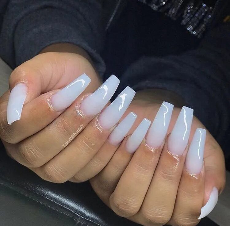 Полупрозрачный маникюр на длинные ногти квадратной формы Pin on N α i l ѕ ✨ White acrylic nails, Best acrylic nails, Long acrylic nails