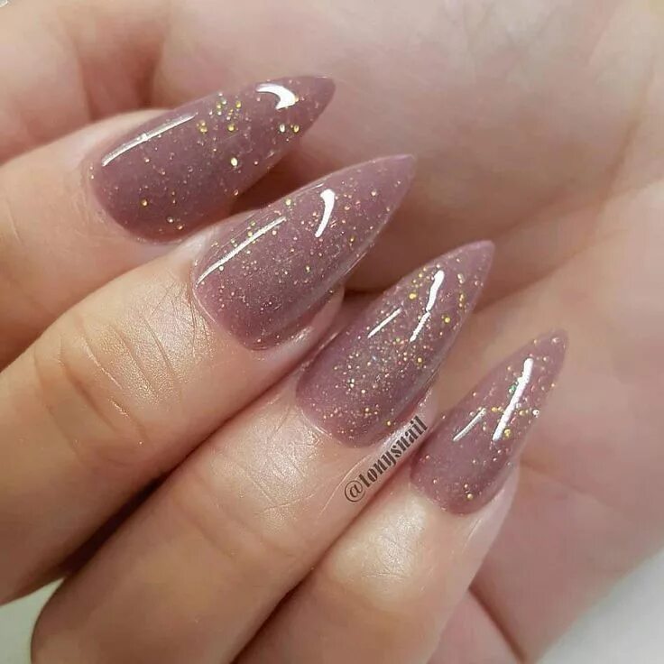 Полупрозрачный маникюр с блестками миндаль 50+ Gorgeous Almond Acrylic Nails You Won't Resist Gel nails, Almond acrylic nai