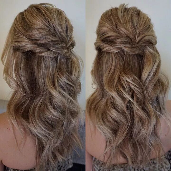 Полураспущенная прическа на длинные волосы 32 Pretty Half up half down hairstyles - partial updo wedding hairstyle Long hai