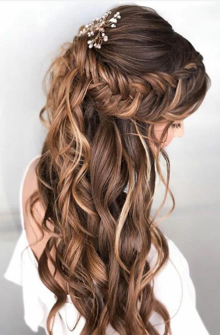 Полураспущенная прическа на длинные волосы 39 Gorgeous Half Up Half Down Hairstyles Wedding hairstyles for long hair, Braid