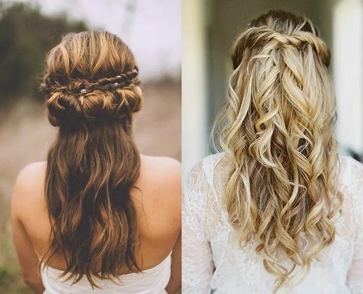 Полураспущенная прическа на средние волосы Pin by Lee Graham on Bridal Hair & Makeup Wedding hair down, Down hairstyles, Na