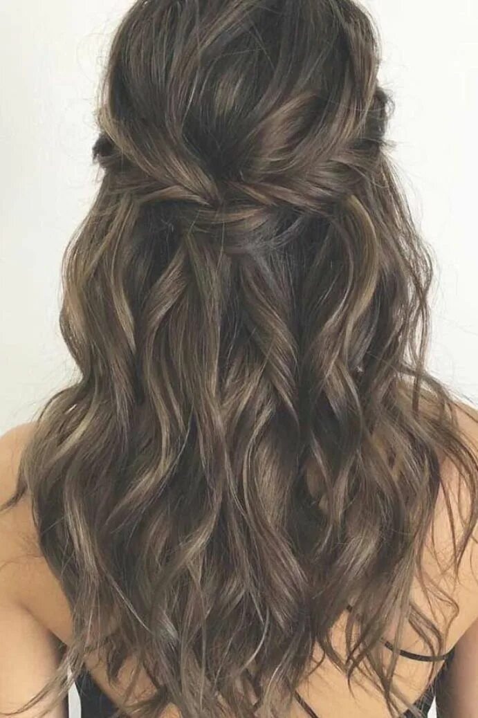 Полураспущенная прическа на средние волосы 43 Gorgeous Half Up Half Down Hairstyles , partial updo hairstyle , braid half. 