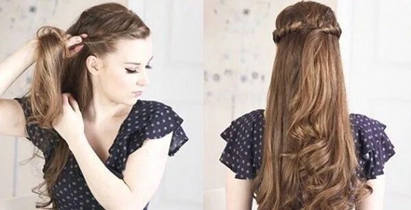 Полураспущенные прически на длинные волосы в школу Three everyday twisted hairstyles to try Easy hairstyles for long hair, Long hai