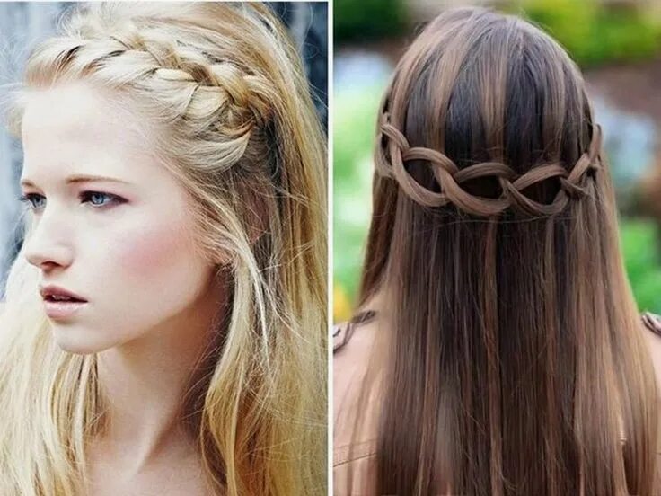 Полураспущенные прически на длинные волосы в школу Pin on Peinados Straight hairstyles, Long hair styles, Straight prom hair