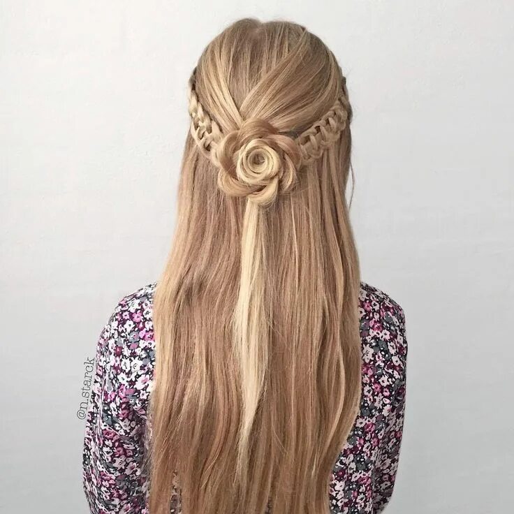 Полураспущенные прически на длинные волосы в школу Pin by Gail on Hair Braids & Ponytails Hair styles, Braided prom hair, Long hair