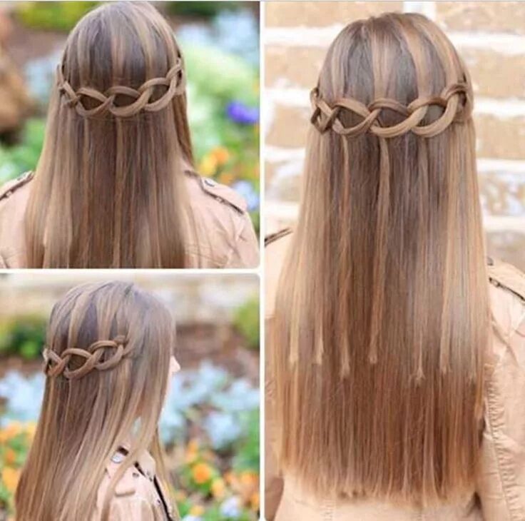 Полураспущенные прически на длинные волосы в школу Yaratıcı Şelale Örgü Saç Modelleri Hair styles, Hair, Hairstyle