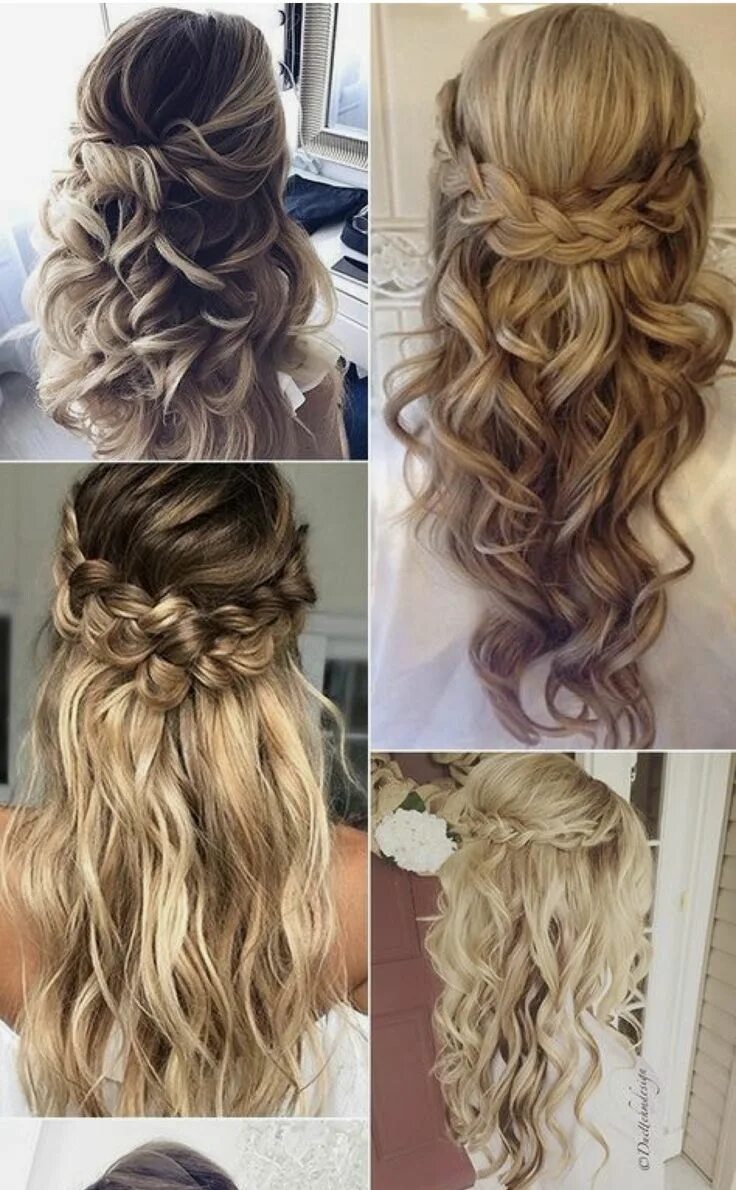 Полураспущенные прически на средние Pin by Chloepurvis on Hair Wedding hairstyles, Wedding hair down, Hair styles