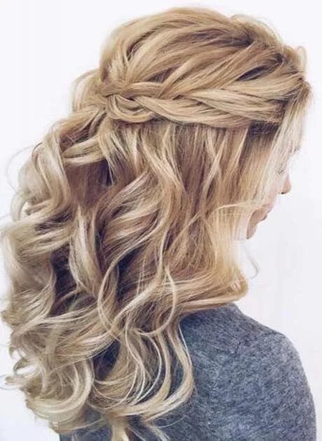 Полураспущенные прически на средние Full Curly Long Hairstyle For Ladies 2019 Hairstyles 2018 Elegant wedding hair, 