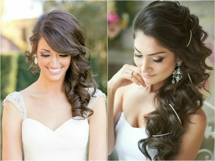 Полусобранная прическа на длинные Pin by Jhucelaynne Santhns on Beleza e dicas Wedding hair side, Bride hairstyles