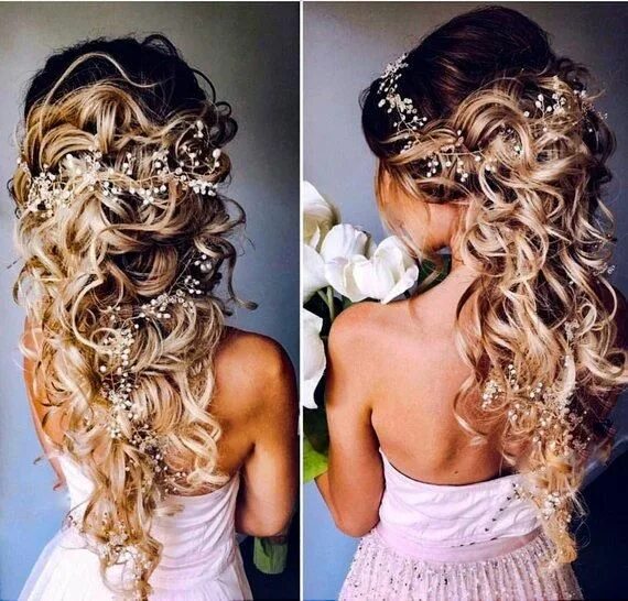 Полусобранная прическа на длинные Bridal hair vine Bridal crystal wreath long hair vine hair Etsy Wedding hair hal