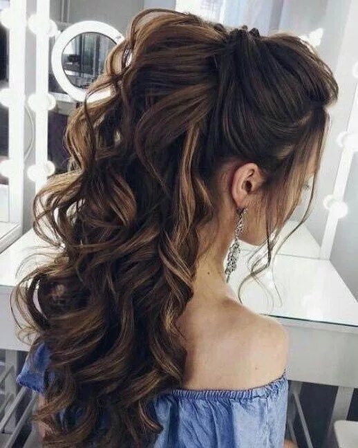 Полусобранная прическа на длинные Love to try this half up half down hairstyle #halfuphalfdown #halfup #weddinghai