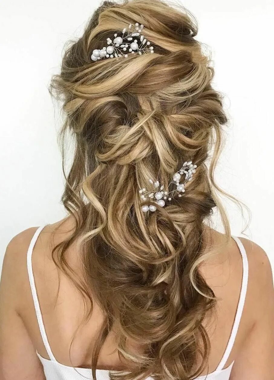 Полусобранные прически на средние волосы 40 Gorgeous Wedding Hairstyles for Long Hair Wedding hairstyles for long hair, W