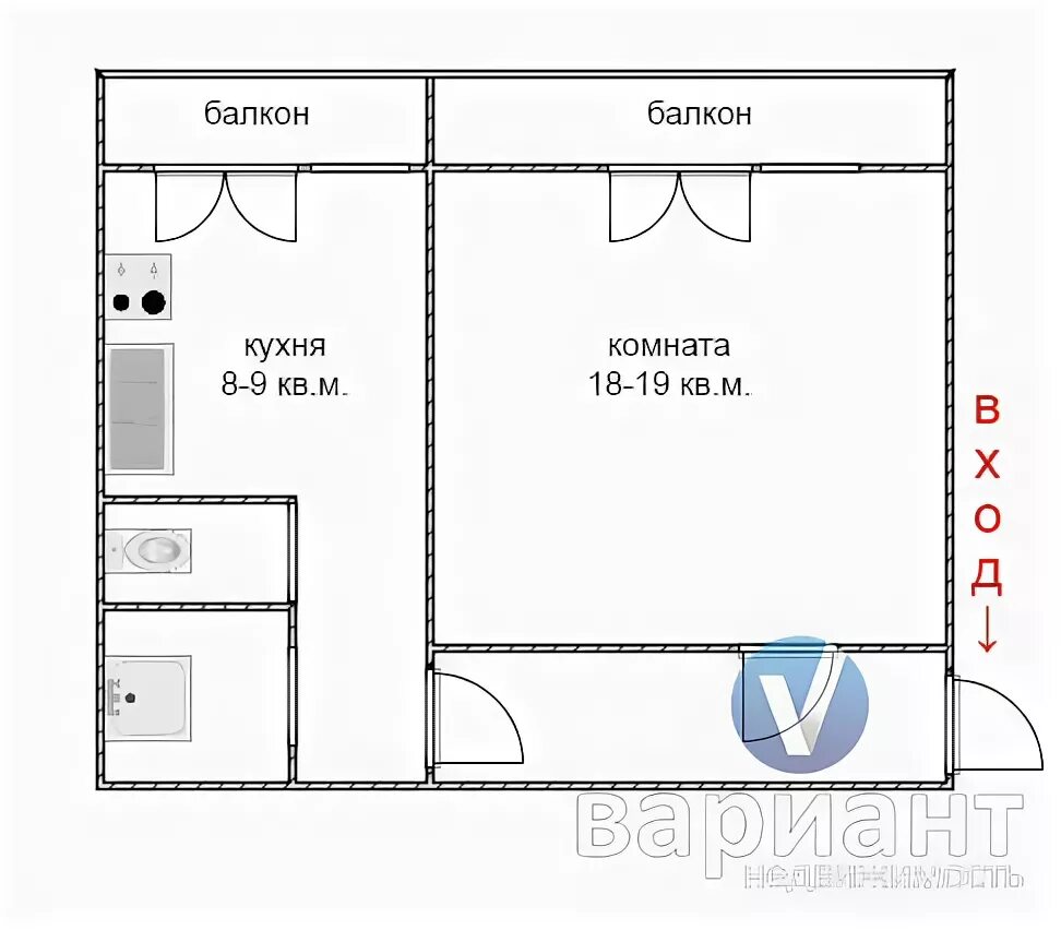 Полуторка квартира планировка Типовые планировки квартир АН Вариант