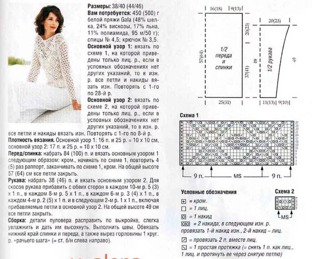 Полуверы спицами для женщин схемы Схема вязаного джемпера
