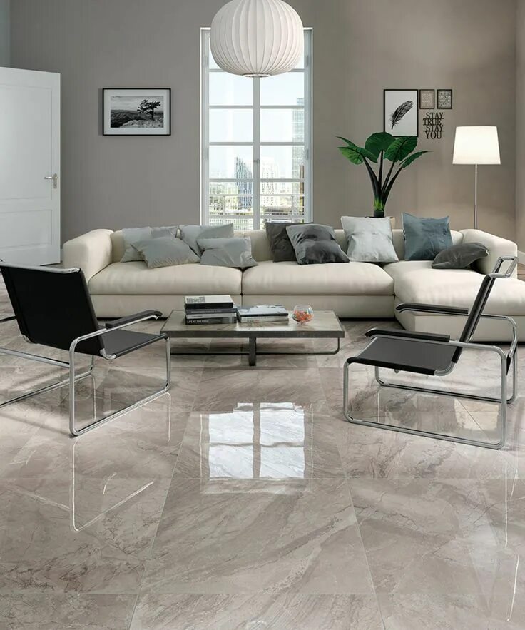 Полы керамогранит для гостиной фото в интерьере Marble Effect Porcelain Tile - 1 * choice from € 12.5 / sqm! - Fifth road - F...