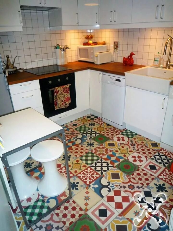 Полы на маленькой кухне плитка фото Nuestro patchwork Pisos con diseño, Cocinas azulejos, Diseños de pisos de baldos