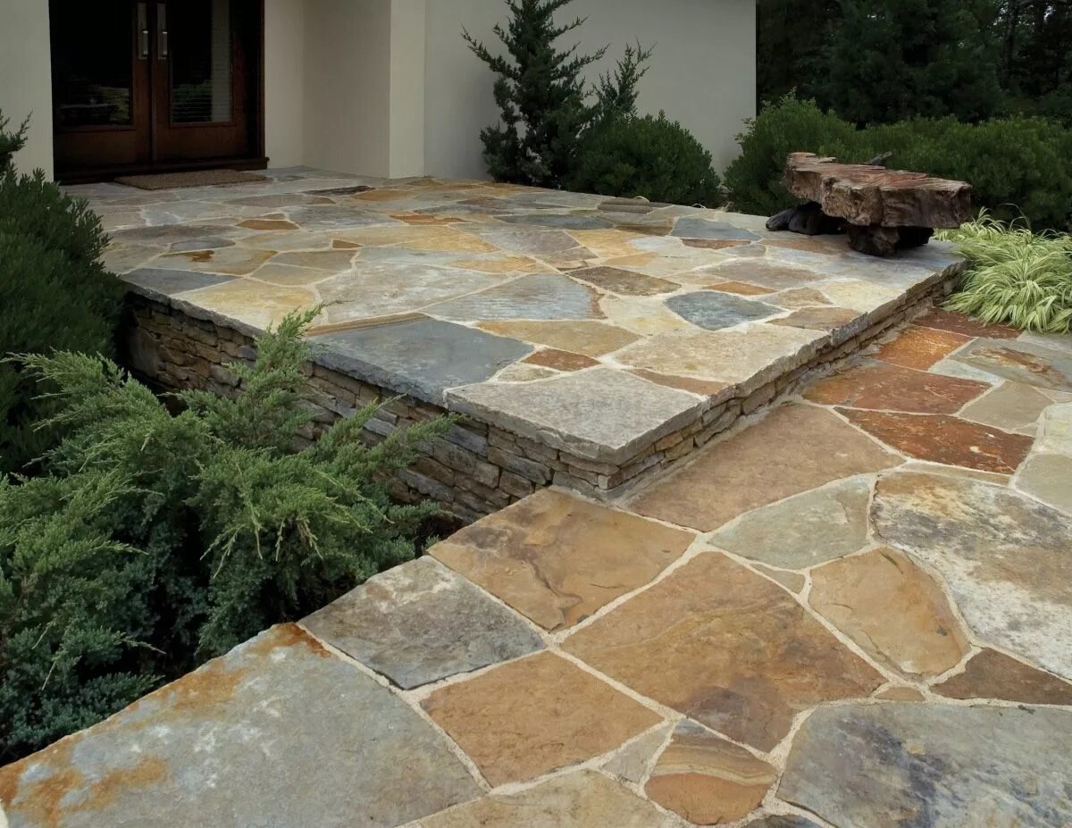 Полы под камень фото Irregular Natural Stone Flagging - Ondricknaturalearth.com Flagstone patio, Pati