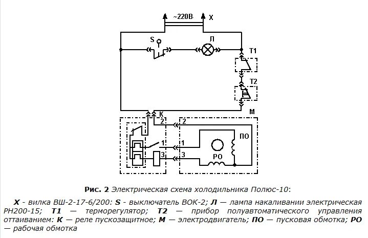 Полюс 2 схема электрическая ХОЛОДИЛЬНИК "ПОЛЮС-10"КШ-260