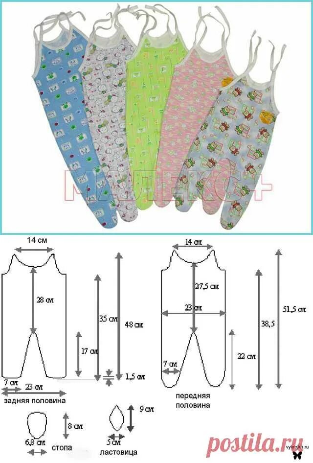 Ползунки для новорожденных выкройка бесплатно Детские ползунки на завязках. для малышей Постила