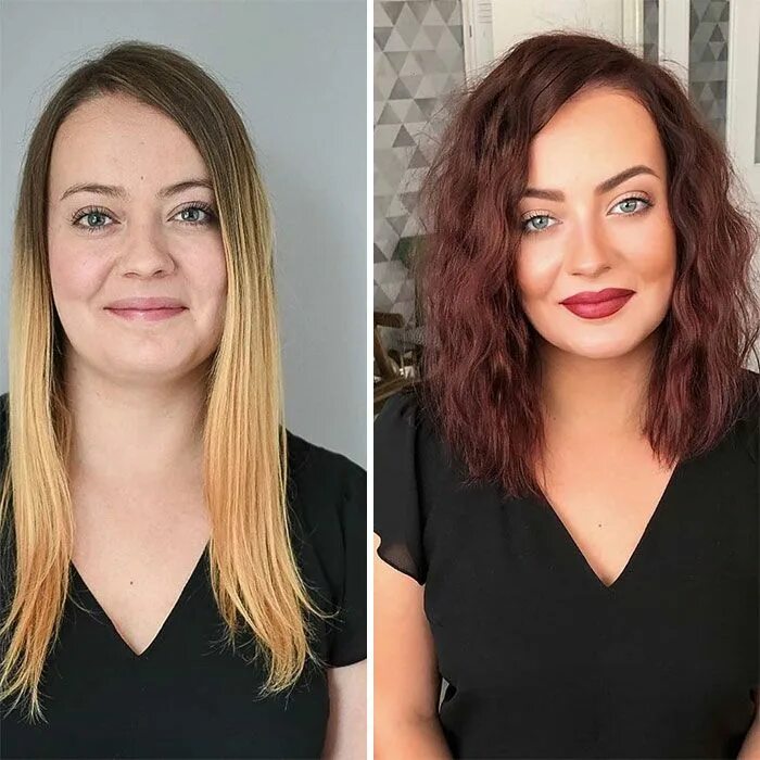 Поменять прическу 30 Photos Show How People Look Before And After Their Hair Transformation Hair t