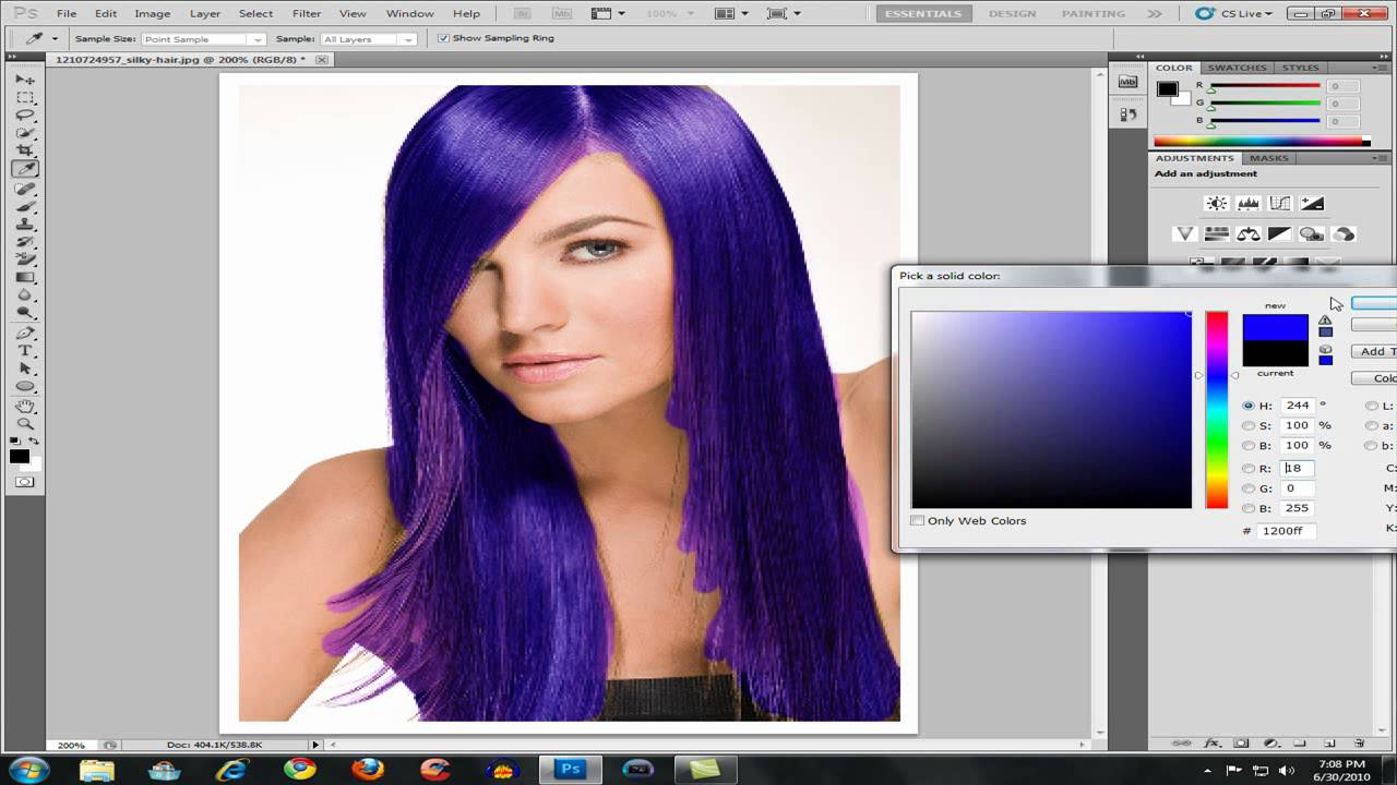 Поменять цвет волос на фото бесплатно How to Change Hair Color in Photoshop CS5 - YouTube