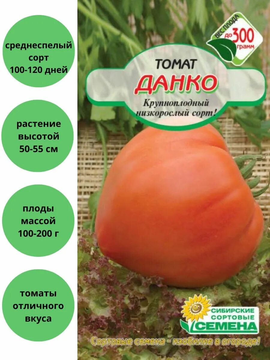 Помидор данко описание сорта фото Томат Данко Сибирские сортовые семена 108323600 купить за 108 ₽ в интернет-магаз