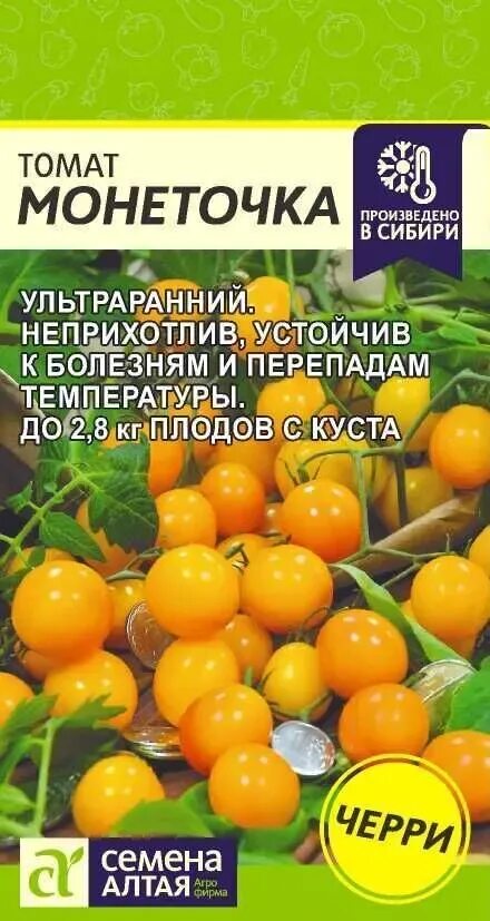 Помидор монеточка описание сорта фото Томат "Семена Алтая" Монеточка 0,1г купить по цене 100 руб, семена Семена Алтая 