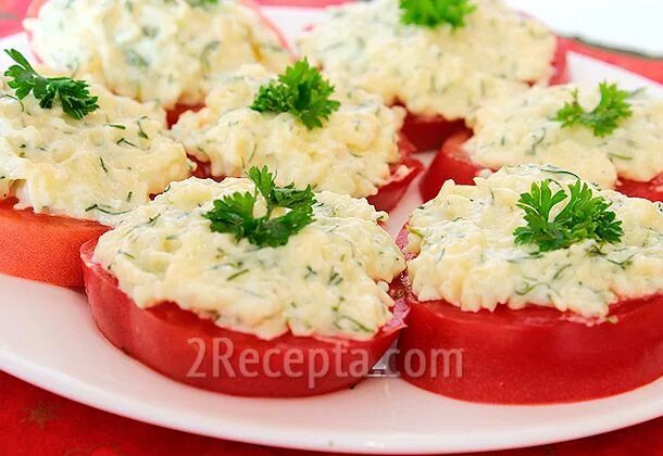 Помидора с майонезом и сыром фото Помидоры с сыром и чесноком Häppchen, Kochen