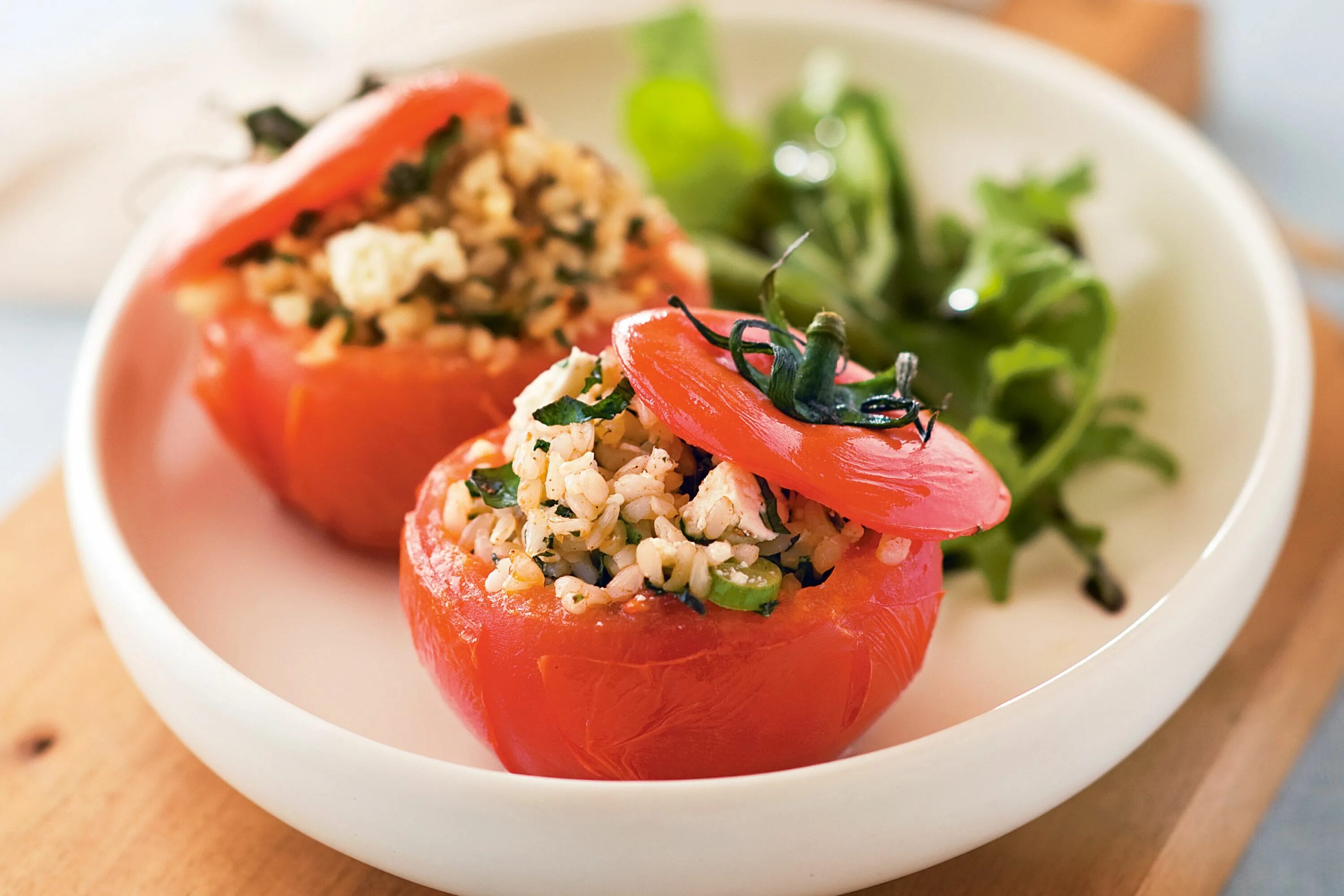 Помидоры фаршированные пошагово с фото Brown rice, feta and mint stuffed tomatoes Resep