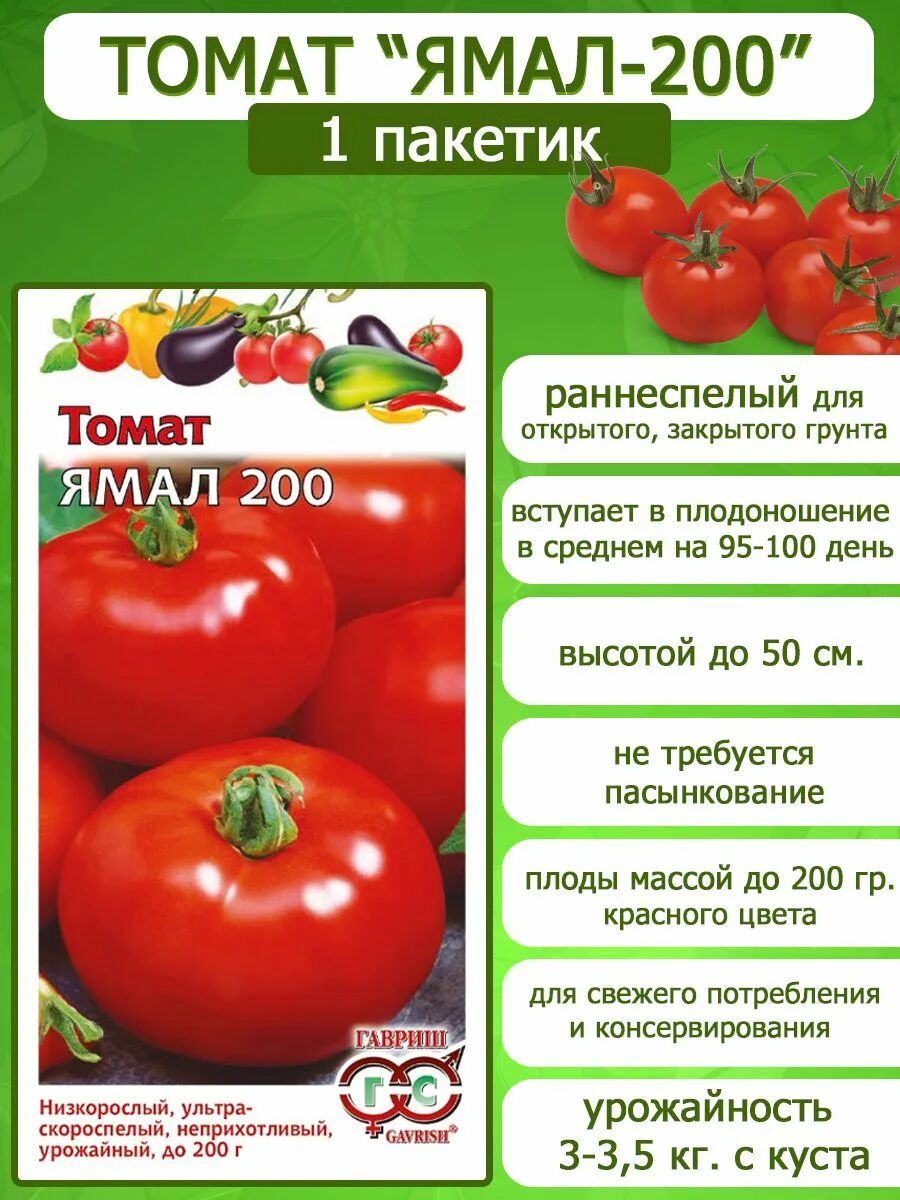 Помидоры ямал отзывы фото Томаты Гавриш НаборСемянТоматовГавриш_1_Томат "Ямал 200" - купить по выгодным це