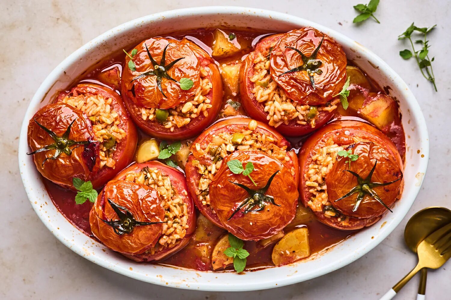 Помидоры запеченные в духовке фото Greek Stuffed Tomatoes (Gemista/Yemista) Olive & Mango