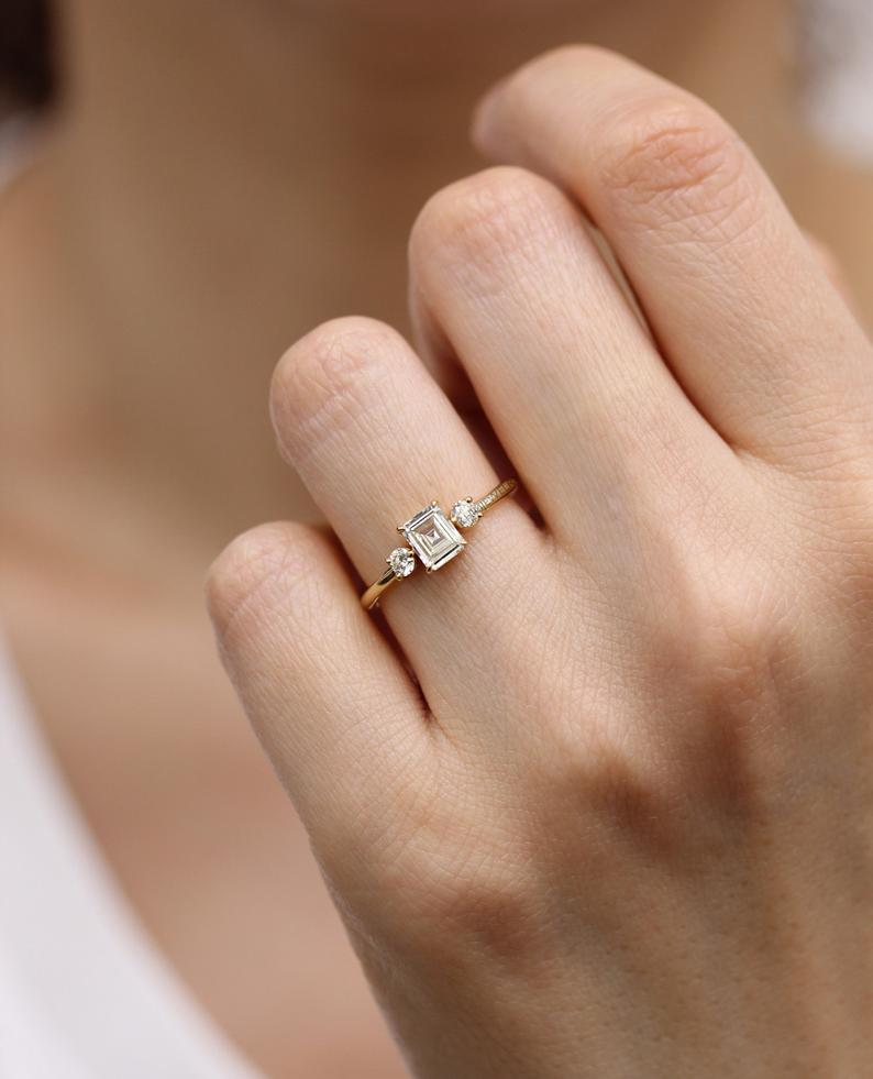 Помолвка кольца фото и цены Diamond 3 Stones Simple Engagement Ring Certifided Diamond - Etsy Simple engagem