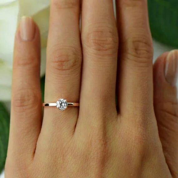 Помолвочное кольцо фото More Sizes 1/2 Ct Promise Ring, Engagement Ring, Round Solitaire Ring, Man Made 