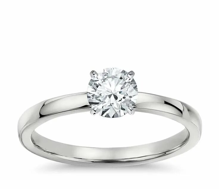 Помолвочное кольцо с бриллиантом фото Low Dome Comfort Fit Solitaire Engagement Ring in 14k White Gold (2.5 mm Paulie,