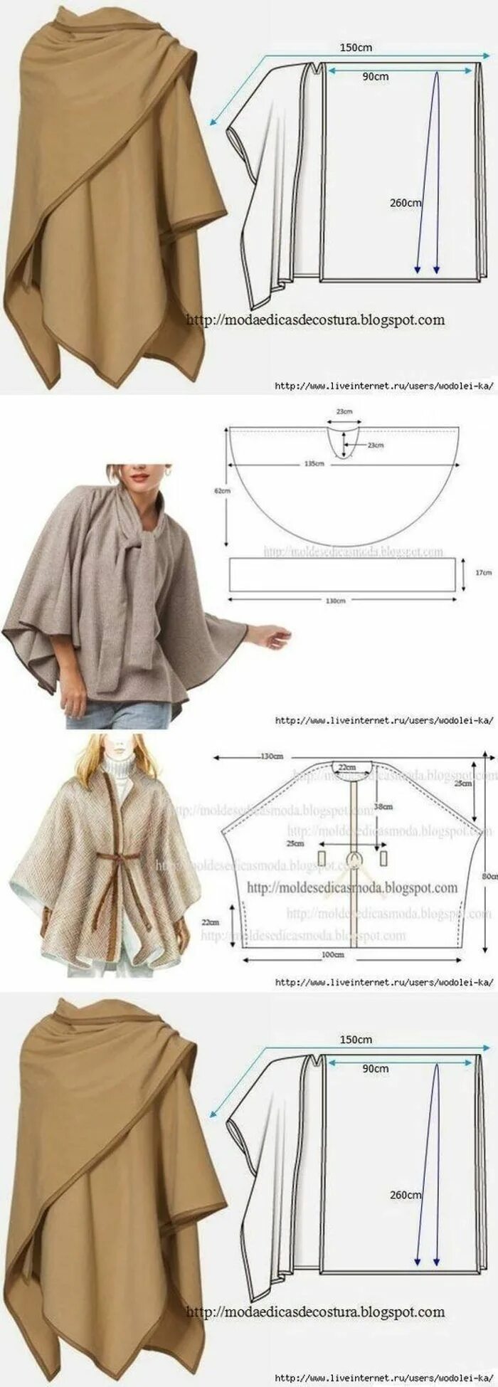 Пончо из трикотажной ткани фото и выкройки Стильные пальто с выкройками Trendy sewing patterns, Sewing clothes women, Sewin