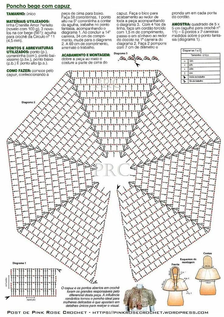 Пончо крючком схемы с описанием Crochet cape, Crochet diagram, Diy crafts crochet