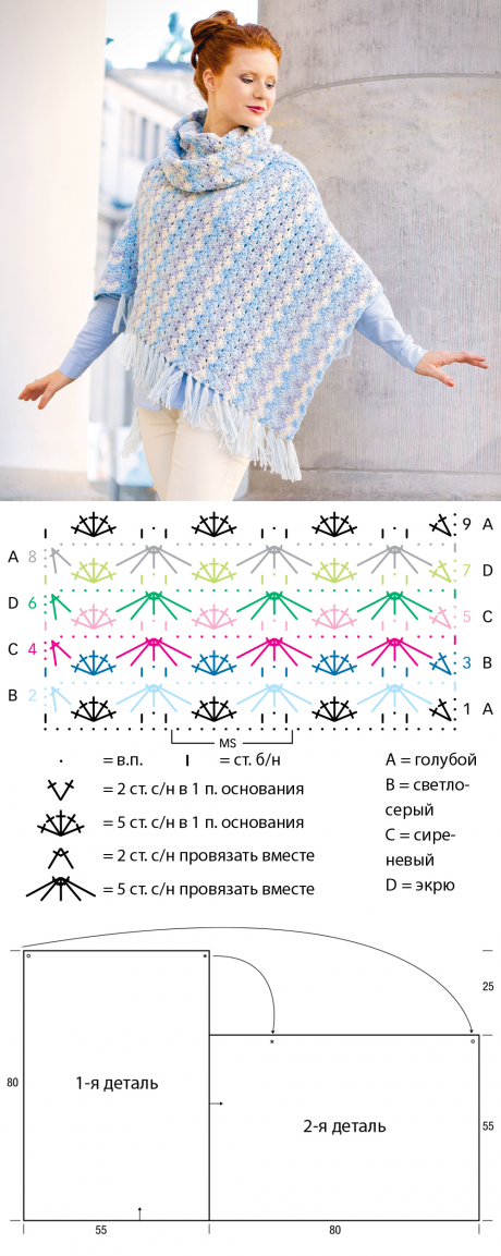 Пончо крючком со схемами вязание крючком ШАЛИ, ПОНЧО, ПАЛАНТИНЫ, Crochet, Knitting patterns, Crochet hats