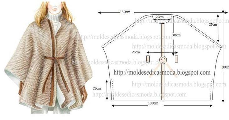 Пончо с рукавом реглан выкройка CAPA DE INVERNO FEMININA SIMPLES Moldes Dicas Moda Capa de inverno, Padrões de c