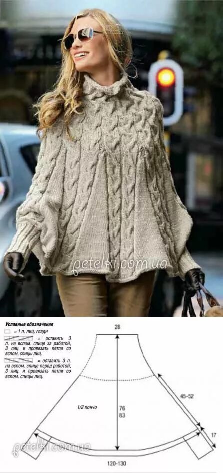 Пончо схемы фото Вязание спицами Poncho mit ärmel, Poncho stricken, Stricken