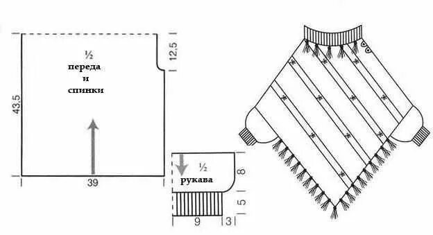 Пончо спицами со схемами простые и красивые Вяжем пончо спицами для девочки по схемам и видео урокам